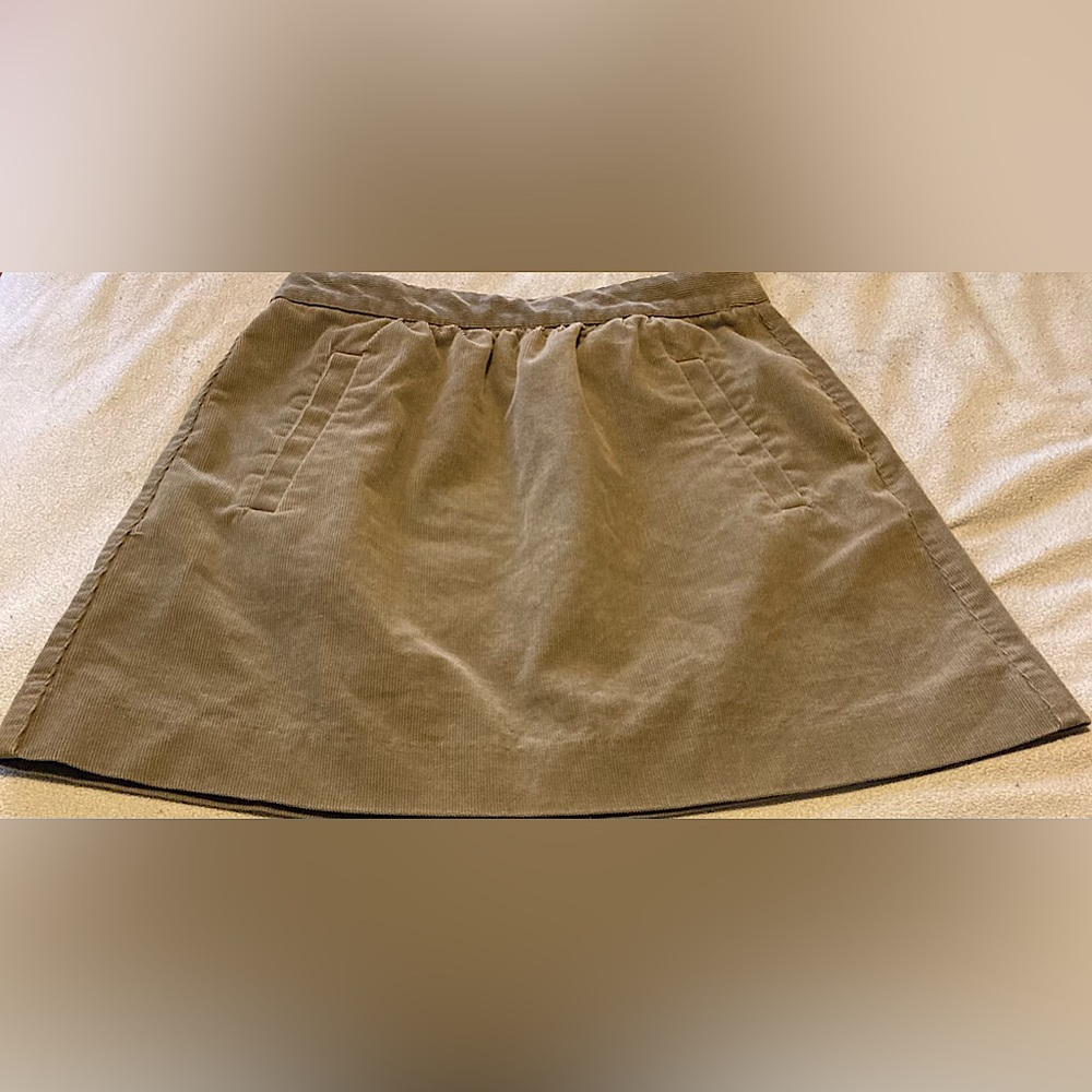 Ladies J Crew Corduroy Skirt Olive Green Size 00